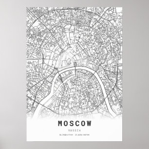Kaart van Moskou Poster