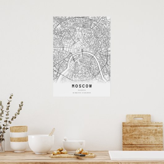 Kaart van Moskou Poster (Keuken)