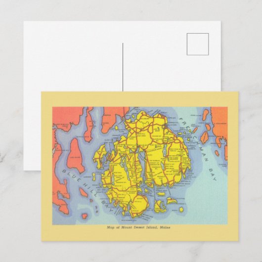  kaart van Mount Desert Island, Maine (Voorkant / Achterkant)