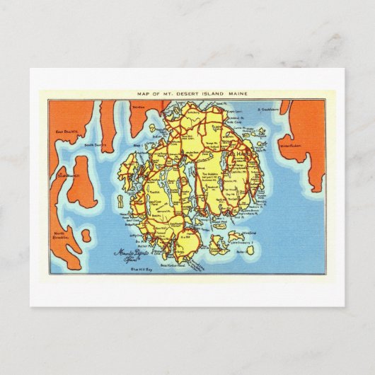  kaart van Mount Desert Island, Maine, (Voorkant)