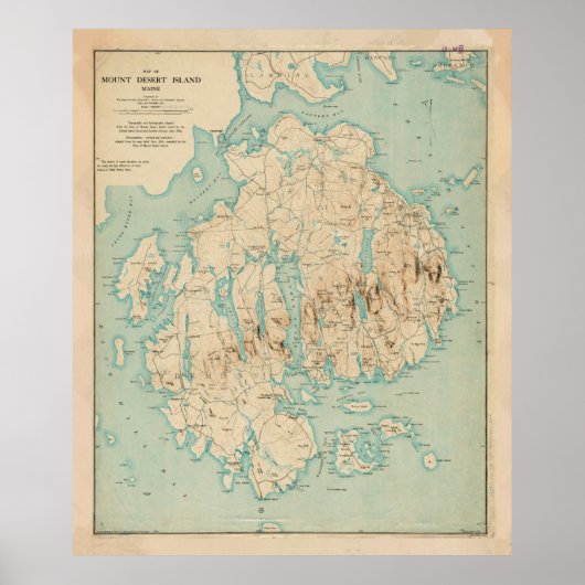  kaart van Mount Desert Island ME (1901) Poster (Voorkant)