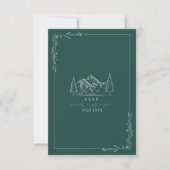 Kaart van Mountains Line Art Emerald Wedding RSVP (Voorkant)