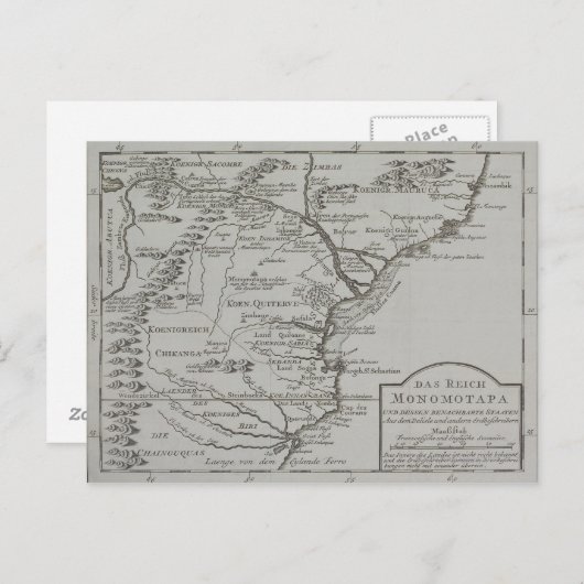 Kaart van Mozambique, Afrika (Voorkant / Achterkant)