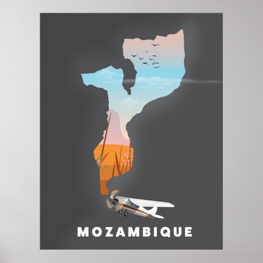 Kaart van Mozambique Poster (Voorkant)
