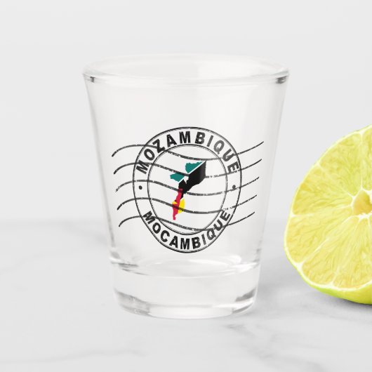 Kaart van Mozambique, poststempel, reisstempel S Shot Glas (Voorkant)