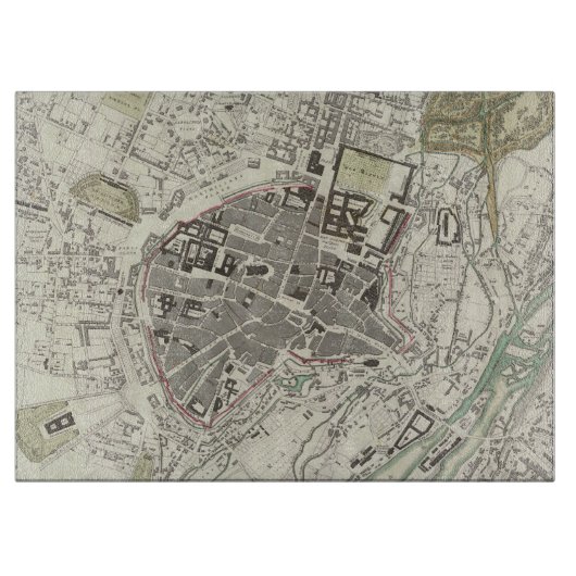  kaart van München Duitsland (1832) Snijplank (Voorkant)