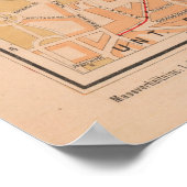  kaart van München Duitsland (1890) Poster (Hoek)