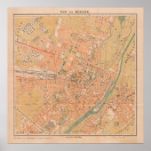  kaart van München Duitsland (1890) Poster (Voorkant)