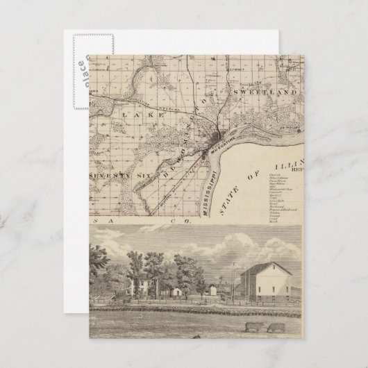 Kaart van Muscatine County (Voorkant / Achterkant)