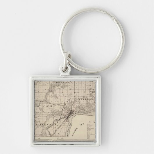 Kaart van Muscatine County Sleutelhanger (Voorkant)