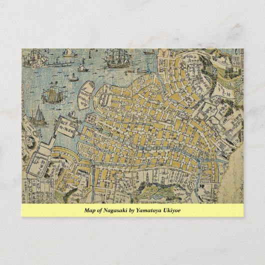 Kaart van Nagasaki door Yamatoya Ukiyoe (Voorkant)