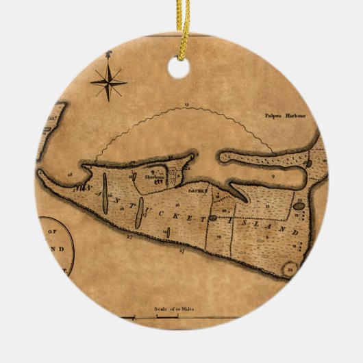 Kaart van Nantucket 1782 Keramisch Ornament (Voorkant)