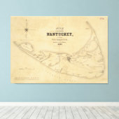 kaart van Nantucket (1838) Canvas Afdruk (Insitu (Houten vloer))