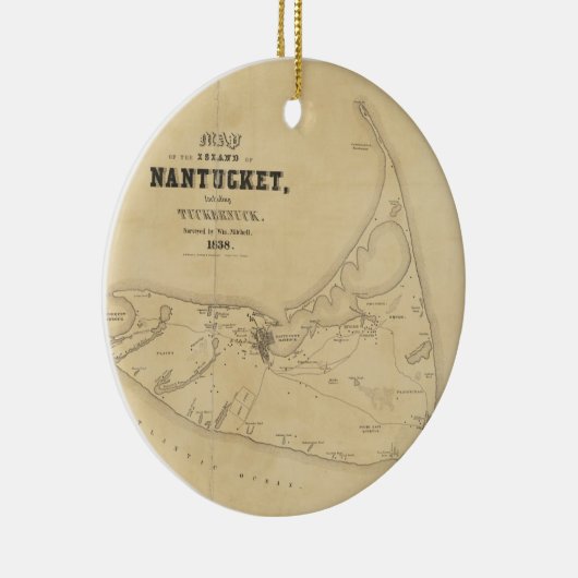 kaart van Nantucket (1838) Keramisch Ornament (Rechts)