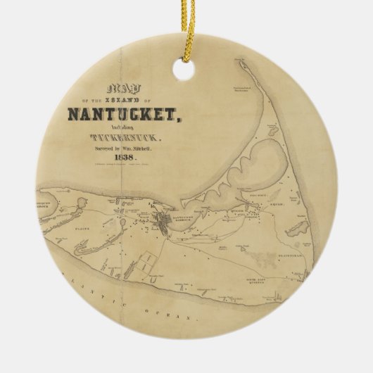  kaart van Nantucket (1838) Keramisch Ornament (Voorkant)
