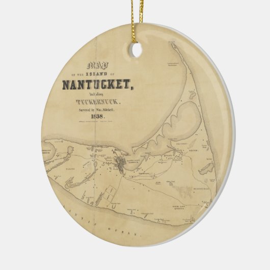  kaart van Nantucket (1838) Keramisch Ornament (Links)