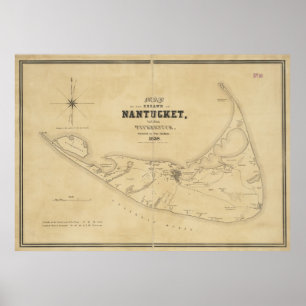  kaart van Nantucket (1838) Poster
