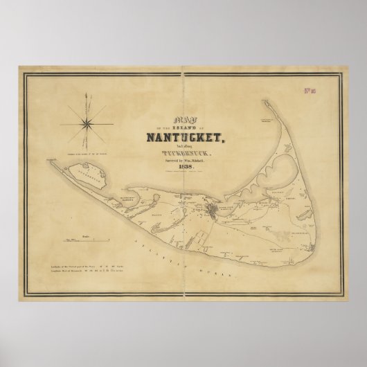  kaart van Nantucket (1838) Poster (Voorkant)