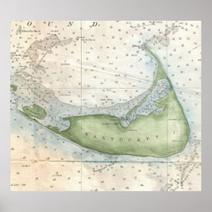 kaart van Nantucket (1857) Poster