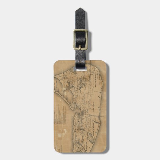  kaart van Nantucket (1869) Bagagelabel (Voorkant verticaal)