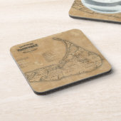  kaart van Nantucket (1869) Bier Onderzetter (Linkerzijde)