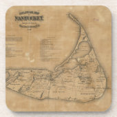  kaart van Nantucket (1869) Bier Onderzetter (Voorkant)