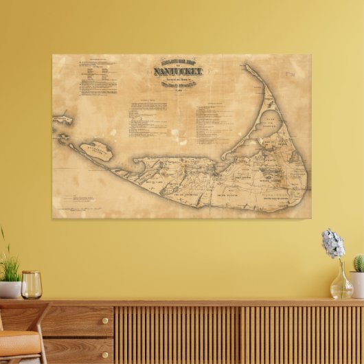  kaart van Nantucket (1869) Canvas Afdruk (Insitu (Woonkamer))