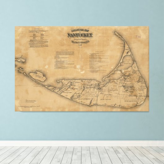  kaart van Nantucket (1869) Canvas Afdruk (Insitu (Houten vloer))