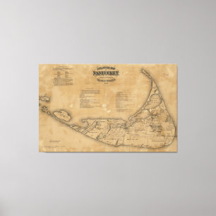 kaart van Nantucket (1869) Canvas Afdruk