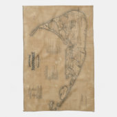  kaart van Nantucket (1869) Theedoek (Verticaal)