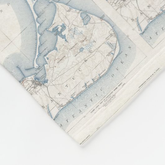  kaart van Nantucket (1919) Fleece Deken (Hoek)