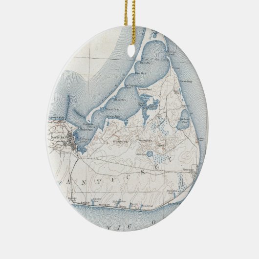  kaart van Nantucket (1919) Keramisch Ornament (Rechts)