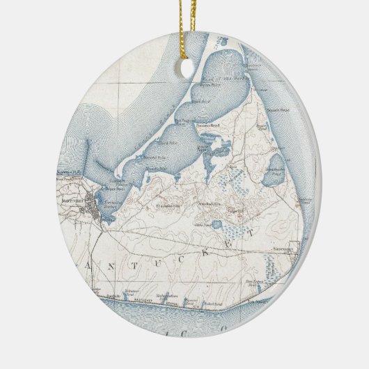 kaart van Nantucket (1919) Keramisch Ornament (Links)