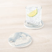  kaart van Nantucket (1919) Zandsteen Onderzetter (Zijkant)