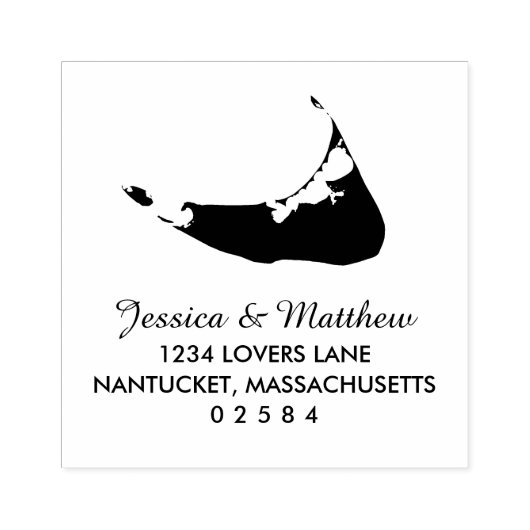 Kaart van Nantucket Massachusetts Bruiloft Rubberstempel (Afrduk)