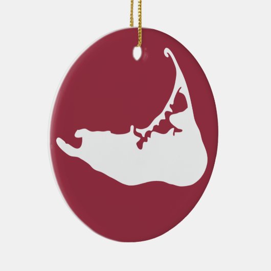 Kaart van Nantucket White en Cranberry Red Keramisch Ornament (Rechts)