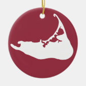 Kaart van Nantucket White en Cranberry Red Keramisch Ornament (Voorkant)