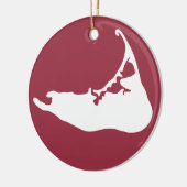 Kaart van Nantucket White en Cranberry Red Keramisch Ornament (Links)