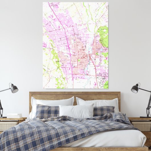  kaart van Napa Californië (1951) Canvas Afdruk (Insitu (Slaapkamer))