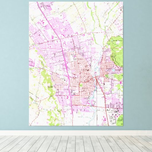  kaart van Napa Californië (1951) Canvas Afdruk (Insitu (Houten vloer))