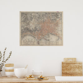  kaart van Napels 1860 Poster