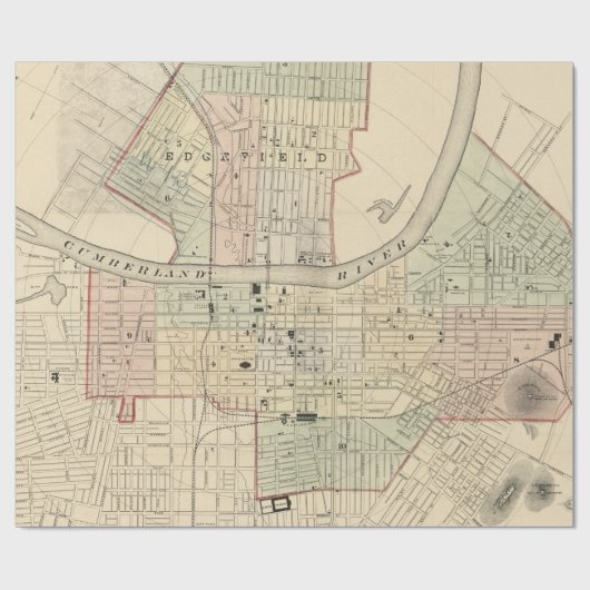  kaart van Nashville Tennessee (1877) Cadeaupapier (Vlak)