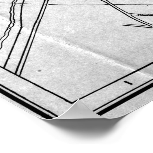  kaart van Nashville Tennessee (1920) BW Poster (Hoek)