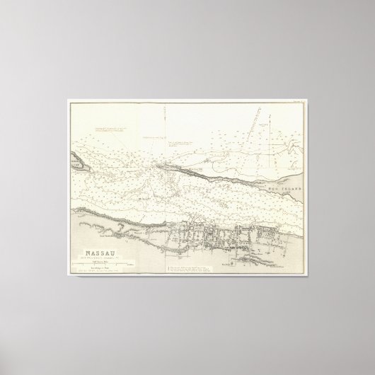  kaart van Nassau Bahamas (1884) Canvas Afdruk (Voorkant)