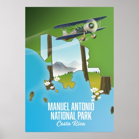 Kaart van Nationaal park Manuel Antonio, Costa Ric Poster (Voorkant)