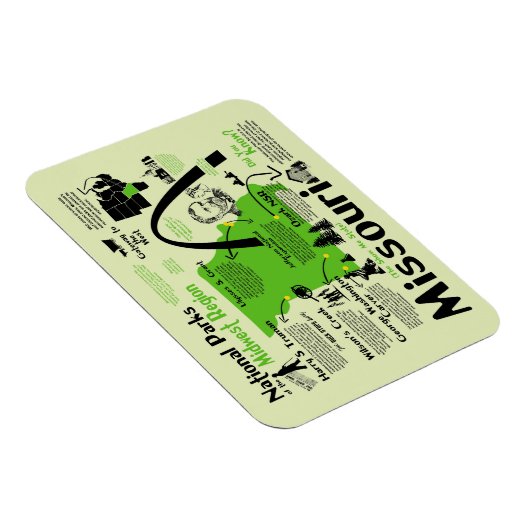 Kaart van nationale parken in Missouri Magneet (Rechterzijde)