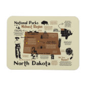 Kaart van nationale parken in North Dakota Magneet (Horizontaal)