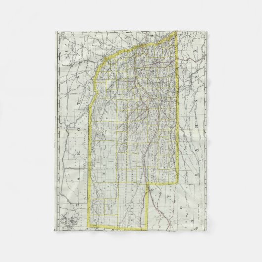  kaart van Nebraska (1889) Fleece Deken (Voorkant)