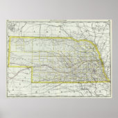  kaart van Nebraska (1889) Poster (Voorkant)