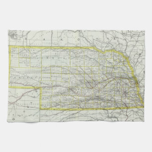 kaart van Nebraska (1889) Theedoek